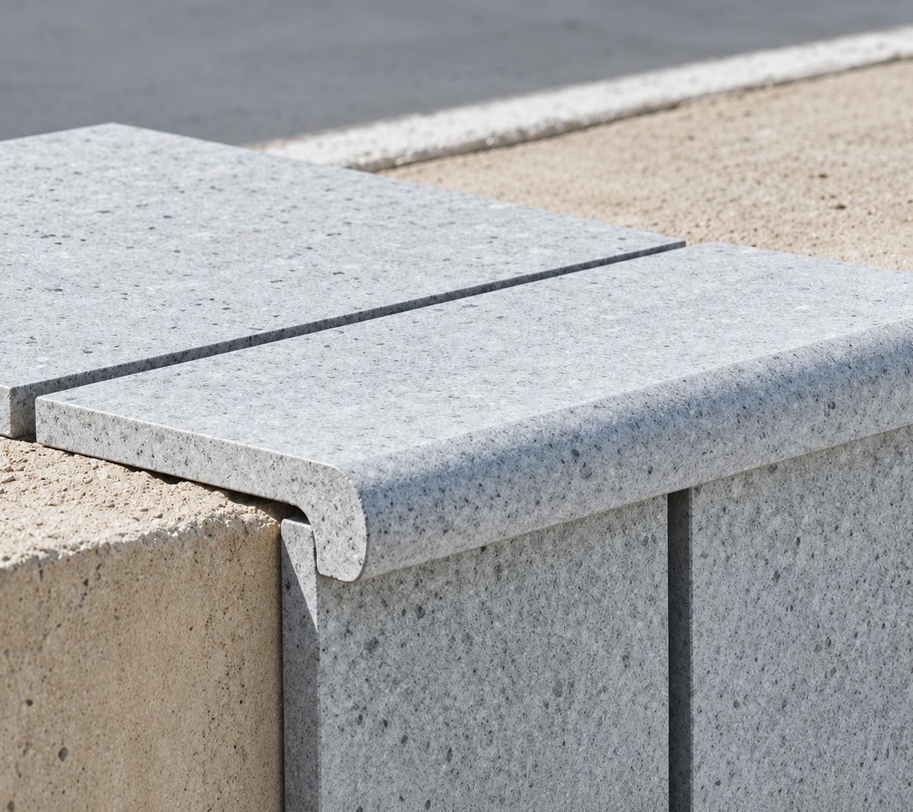 Pool coping bullnose edge profile natural stone Thailand